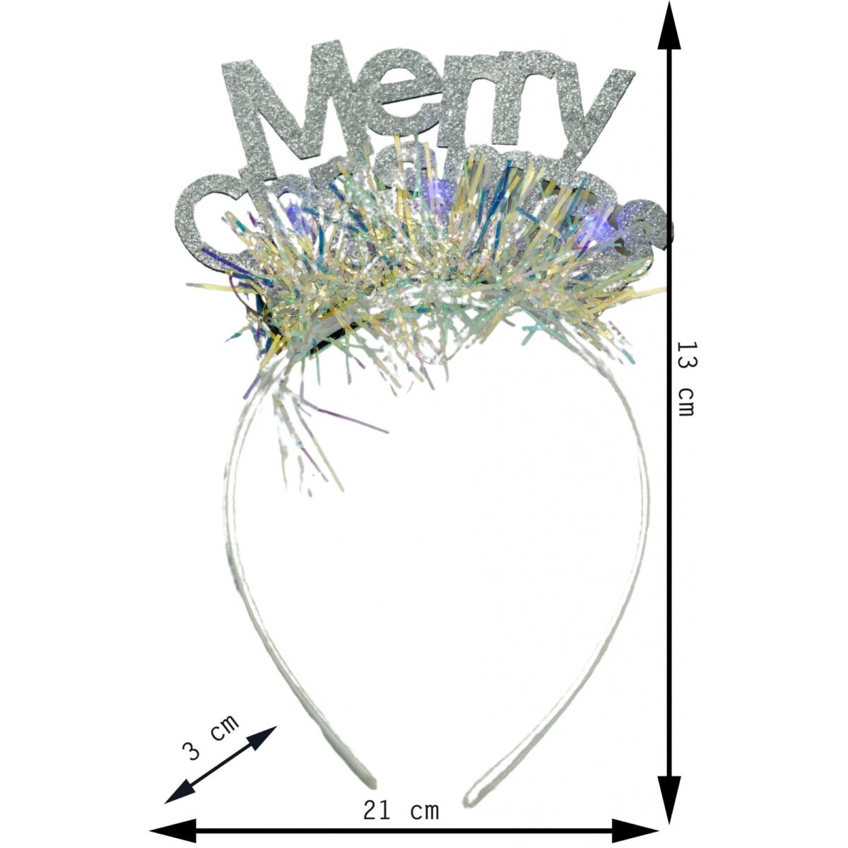 Bentita/cerc Mery Cristmas, culoare gri metalic cu beteala, marime standard, Embo - imagine 6
