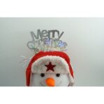 Bentita/cerc Mery Cristmas, culoare gri metalic cu beteala, marime standard, Embo - imagine 7