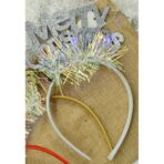 Bentita/cerc Mery Cristmas, culoare gri metalic cu beteala, marime standard, Embo - imagine 8