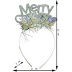 Bentita/cerc Mery Cristmas, culoare gri metalic cu beteala, marime standard, Embo - imagine 11