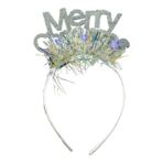 Bentita/cerc Mery Cristmas, culoare gri metalic cu beteala, marime standard, Embo