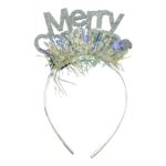 Bentita/cerc Mery Cristmas, culoare gri metalic cu beteala, marime standard, Embo