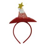 Bentita/cerc tip palarie de Craciun, culoare rosie cu led, marime standard, Embo