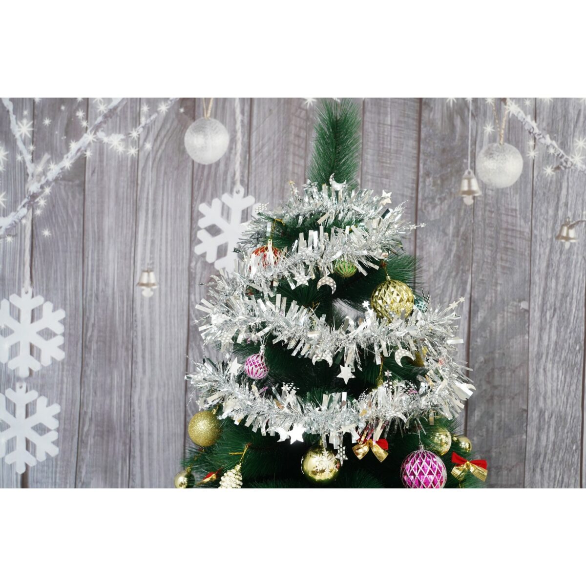 Beteala Craciun, Embo, argintiu, marimea: 2 m x 9 cm x 9 cm material:folie PVC, interior/exterior - imagine 3