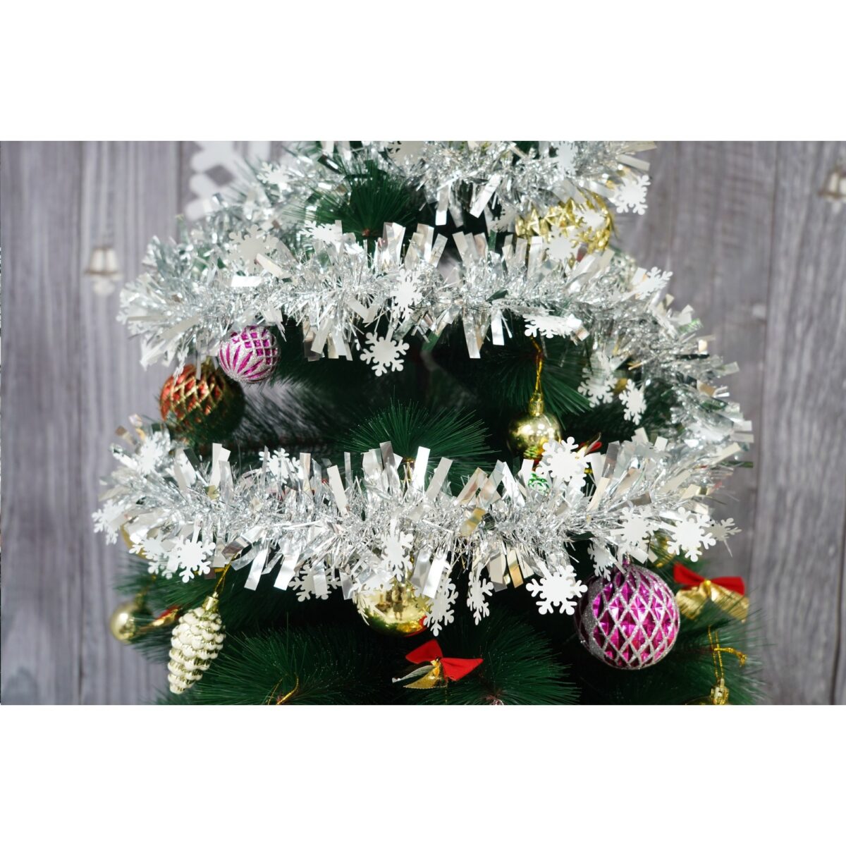 Beteala Craciun, Embo, argintiu, marimea:  2 m x 9 cm x 9 cm material:folie PVC, interior/exterior - imagine 3