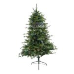 Brad Artificial de Craciun, Becuri led incluse in ramuri, pentru interior/exterior, inaltime 180 cm, diametru 128 cm, 1246 ramuri, Embo, verde, suport metalic inclus