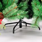 Brad Artificial de Craciun Bogat, Decorat cu Conuri Pin Rosii, pentru Interior/Exterior, Inaltime 120 cm, Embo, Verde, suport metalic inclus - imagine 5