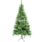 Brad artificial de Craciun, clasic, pentru interior/exterior, inaltime 210 cm, diametru 106 cm, 663 ramuri, Embo, verde, suport metalic inclus