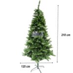 Brad artificial de Craciun, clasic, pentru interior/exterior, inaltime 210 cm, diametru 125 cm, 957 ramuri, Embo, verde, suport metalic inclus - imagine 6