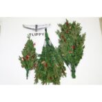 Brad artificial de Craciun, decorat cu conuri pin rosii, inaltime 210 cm, diametru 137 cm, 1172 ramuri, Embo, verde, suport metalic inclus - imagine 2