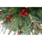 Brad artificial de Craciun, decorat cu conuri pin rosii, pentru interior/exterior, inaltime 150 cm, diametru 104 cm, 323 ramuri, Embo, verde, suport metalic inclus - imagine 4