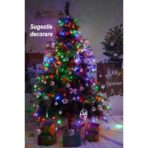 Brad artificial de Craciun, decorat cu conuri pin rosii, pentru interior/exterior, inaltime 150 cm, diametru 104 cm, 323 ramuri, Embo, verde, suport metalic inclus - imagine 5