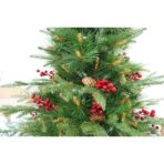 Brad artificial de Craciun, decorat cu conuri pin rosii, pentru interior/exterior, inaltime 210 cm, diametru 142 cm, 767 ramuri, Embo, verde, suport metalic inclus - imagine 6