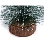 Brad artificial de craciun, ornament pentru masa, pe suport lemn, 10 cm inaltime, Verde inzapezit - imagine 6