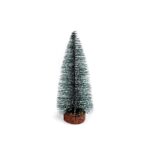 Brad artificial de craciun, ornament pentru masa, pe suport lemn, 40 cm inaltime, Argintiu - imagine 4