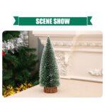 Brad artificial de craciun, ornament pentru masa, pe suport lemn, 25 cm inaltime, Argintiu - imagine 6