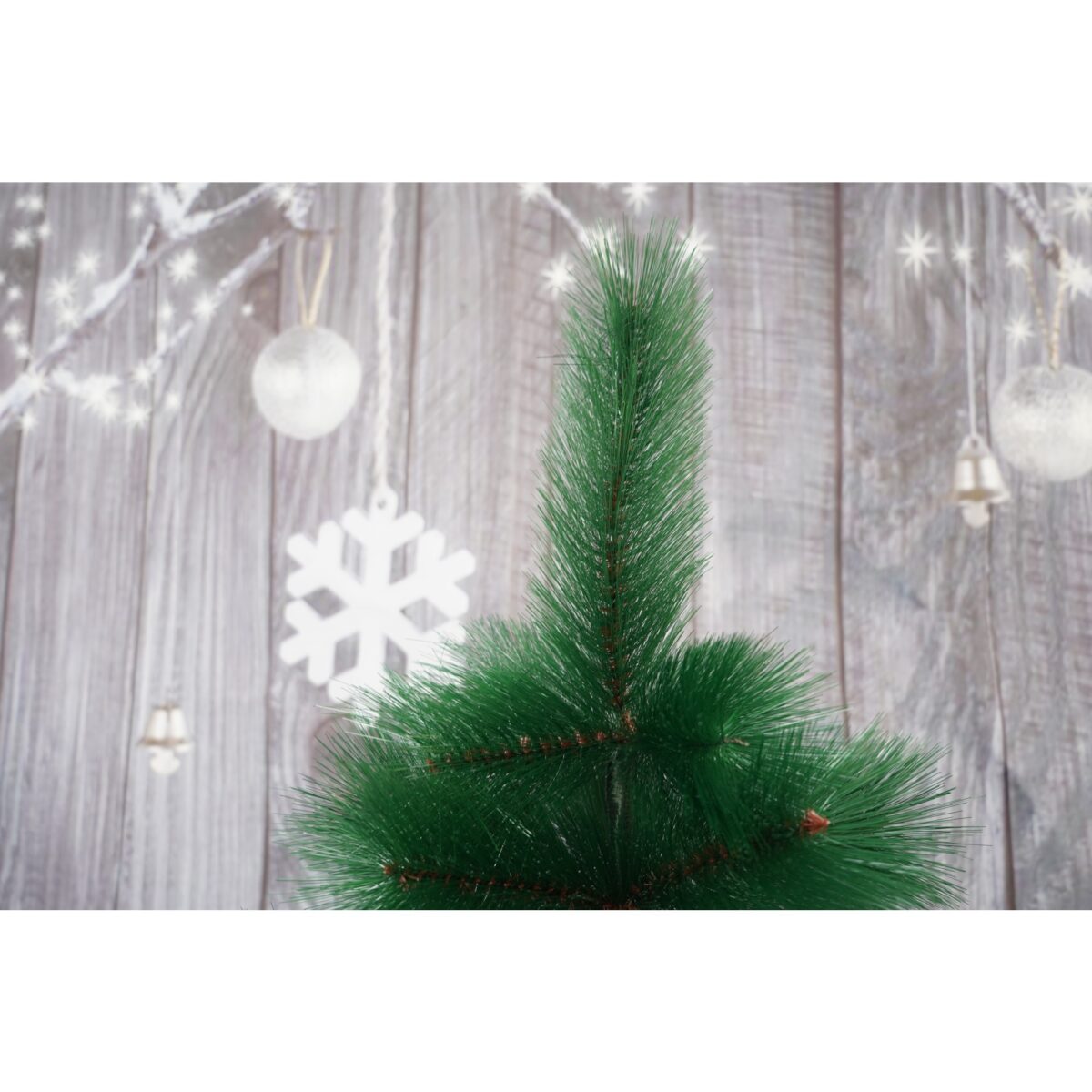 Brad artificial de Craciun tip pin, clasic, pentru interior/exterior, inaltime 210 cm, Embo, verde, suport metalic inclus - imagine 4