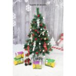 Brad artificial de Craciun tip pin inzapezit, inaltime 150 cm, diametru 85 cm, 160 ramuri cu ace 3D 12 cm, Embo, verde cu varfuri ninse, suport metalic inclus - imagine 3