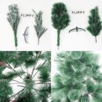 Brad artificial de Craciun tip pin inzapezit, inaltime 150 cm, diametru 85 cm, 160 ramuri cu ace 3D 12 cm, Embo, verde cu varfuri ninse, suport metalic inclus - imagine 5