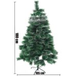 Brad artificial de Craciun tip pin inzapezit, inaltime 180 cm, diametru 105 cm, 260 ramuri cu ace 3D 12 cm, Embo, verde cu varfuri ninse, suport metalic inclus - imagine 4