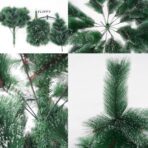 Brad artificial de Craciun tip pin inzapezit, inaltime 180 cm, diametru 105 cm, 260 ramuri cu ace 3D 12 cm, Embo, verde cu varfuri ninse, suport metalic inclus - imagine 6