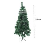 Brad artificial de Craciun tip pin nins, pentru interior/exterior, inaltime 210 cm, Embo, verde, suport metalic inclus - imagine 6