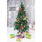 Brad artificial de Craciun tip pin nins, pentru interior/exterior, inaltime 90 cm, Embo, verde, suport pastic inclus - imagine 5