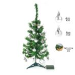 Brad Artificial Impodobit, 60 cm, suport plastic cu instalatie luminoasa 20 LED alb cald + 20 globuri argintii incluse, Embo - imagine 2