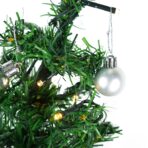 Brad Artificial Impodobit, 60 cm, suport plastic cu instalatie luminoasa 20 LED alb cald + 20 globuri argintii incluse, Embo - imagine 6