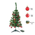 Brad Artificial Impodobit, 60 cm, suport plastic cu instalatie luminoasa 20 LED alb cald + 20 globuri rosii incluse, Embo - imagine 9
