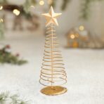 Brad de Craciun Ornament, Embo, Decoratiune Brad micut din Metal, inaltime 19.5 x 6.5 x6.5 cm, Ornament de Craciun, Auriu