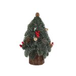 Decoratiune Craciun pentru Masa, Embo, Ornament de Decor Model Brad de Craciun de Dimensiuni Mici, pentru Birou si Interior, din Plastic 26 x 12 x 12 cm, Verde
