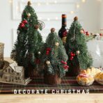 Decoratiune Craciun pentru Masa, Embo, Ornament de Decor Model Brad de Craciun de Dimensiuni Mici, pentru Birou si Interior, din Plastic 30 x 15 x 15 cm, Verde - imagine 3