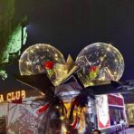 Buchet Decorativ, Embo, Trandafir in Balon cu Lumini Led, Diametru 35 cm, 2 x Baterii AA (neincluse), Rosu/Negru - imagine 3