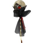 Buchet Decorativ, Embo, Trandafir in Balon cu Lumini Led, Diametru 35 cm, 2 x Baterii AA (neincluse), Rosu/Negru