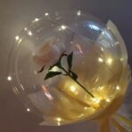 Buchet Decorativ, Embo, Trandafir in Balon cu Lumini Led, Diametru 35 cm, 2 x Baterii AA (neincluse), Sampanie - imagine 4