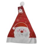 Caciula de Mos Craciun, Embo, Model 1 Mos Craciun cu Fulgi de Zapada, Marime Universala, Material Textil, 28 x 39 cm, Alb/Rosu