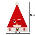 Caciula de Mos Craciun, Embo, Model 3 Mos Craciun cu Mustata, Marime Universala, Material Textil, 30 x 40 cm, Alb/Rosu - imagine 2