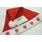 Caciulita de Mos Craciun,Embo, cu inimi  ,led si muzica,  rosie, marime universala, poliester - imagine 3