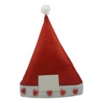 Caciulita de Mos Craciun,Embo, cu inimi si led, rosie, marime universala, poliester