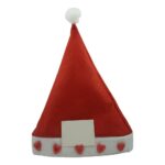 Caciulita de Mos Craciun,Embo, cu inimi si led, rosie, marime universala, poliester