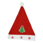 Caciulita de Mos Craciun, Embo,cu model de Brad si ornament fulg de nea, rosie, marime universala, material textil