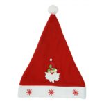 Caciulita de Mos Craciun, Embo,cu model de Mos Craciun si ornament fulg de nea, rosie, marime universala, material textil