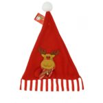 Caciulita de Mos Craciun, Embo,cu model de Ren, rosie, marime universala, material textil