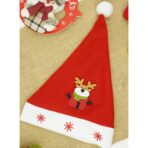 Caciulita de Mos Craciun, Embo,cu model de Ren si ornament fulg de nea, rosie, marime universala, material textil - imagine 2