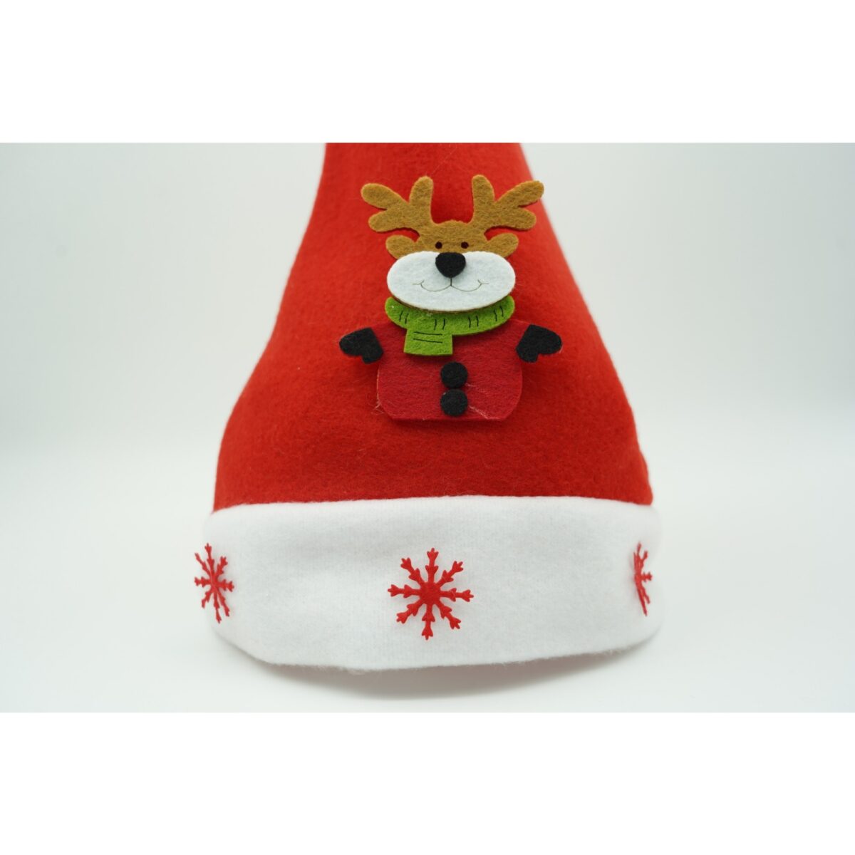 Caciulita de Mos Craciun, Embo,cu model de Ren si ornament fulg de nea, rosie, marime universala, material textil - imagine 4