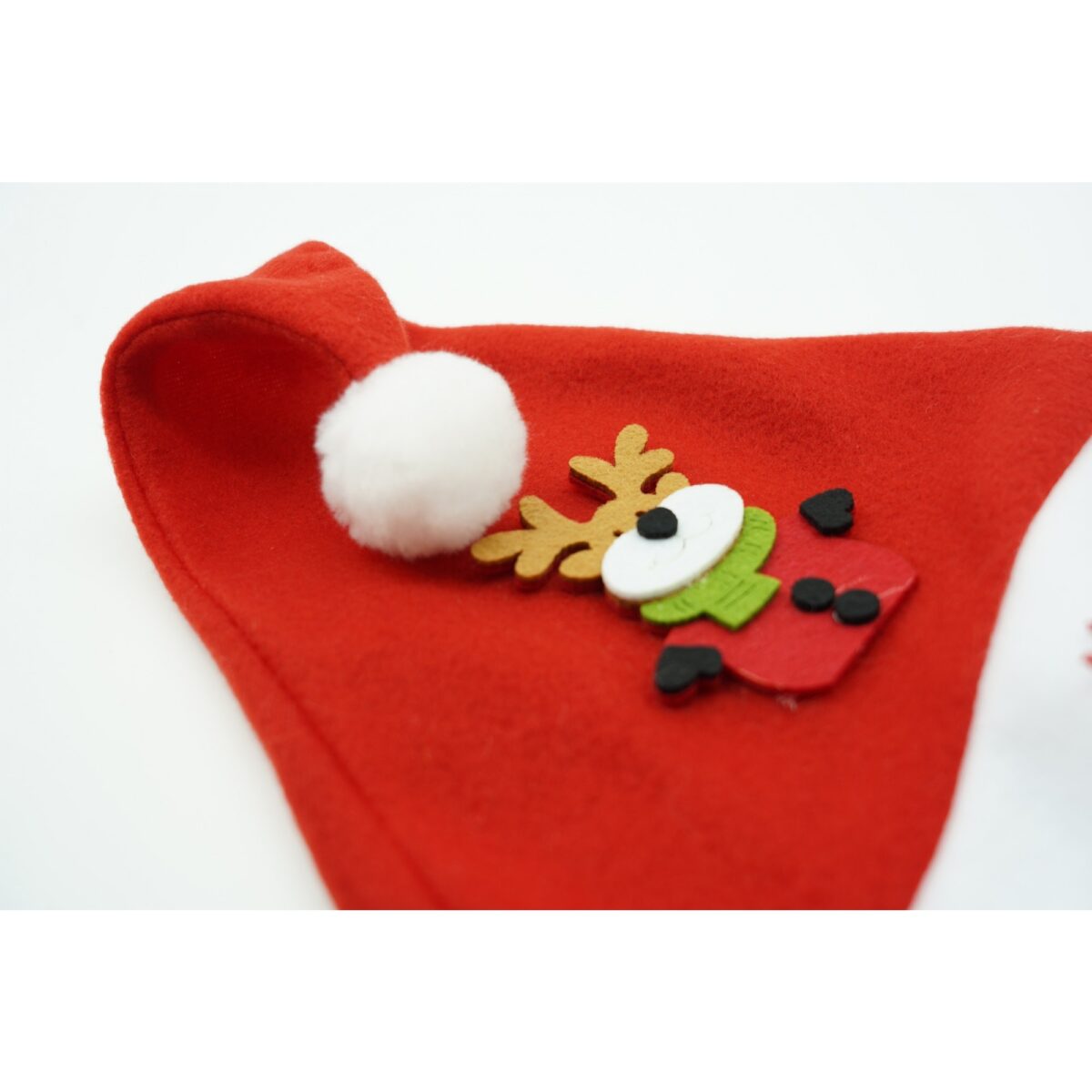 Caciulita de Mos Craciun, Embo,cu model de Ren si ornament fulg de nea, rosie, marime universala, material textil - imagine 5