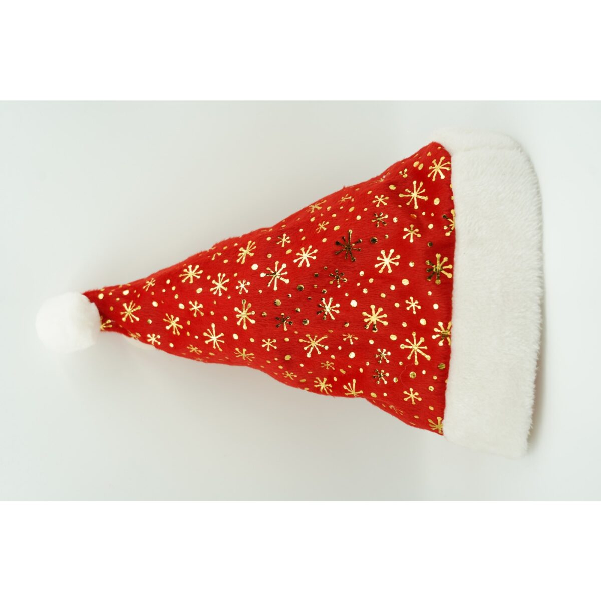 Caciulita de Mos Craciun, Embo,cu ornament auriu fulg de nea, rosie, marime universala, material textil - imagine 2