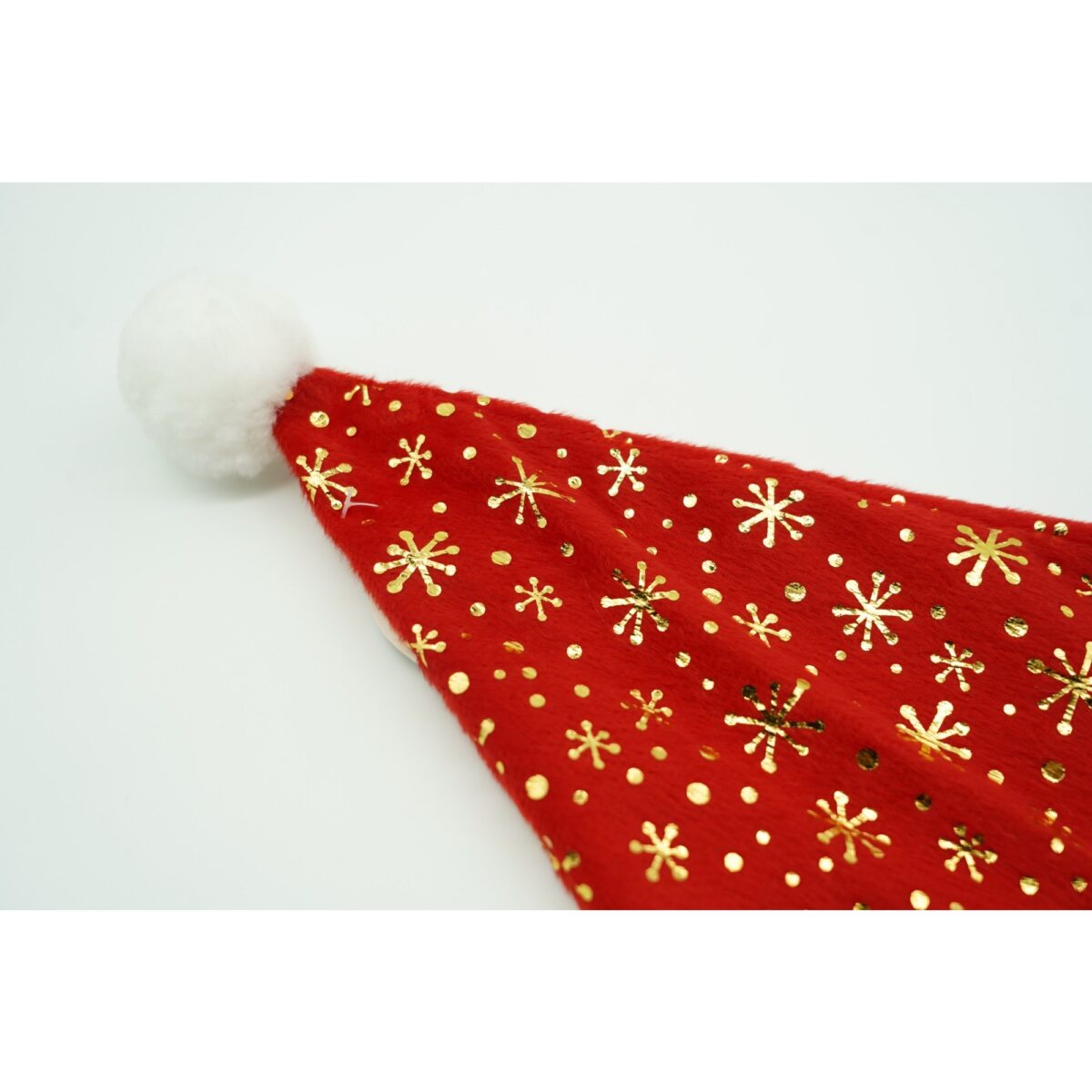 Caciulita de Mos Craciun, Embo,cu ornament auriu fulg de nea, rosie, marime universala, material textil - imagine 4