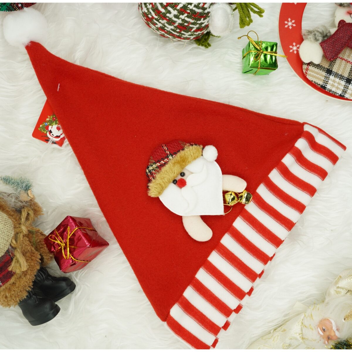 Caciulita de Mos Craciun, Embo,cu ornament de Mos Craciun, rosie, marime universala, material textil - imagine 2